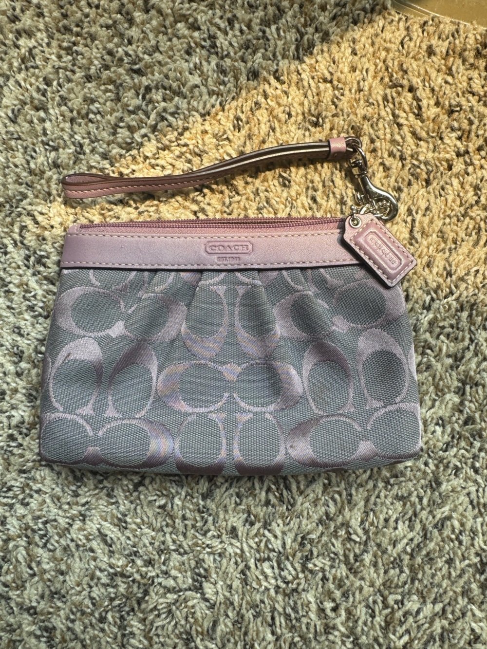 Y2K Coach Wristlet in Lavender and Gray Monogram!